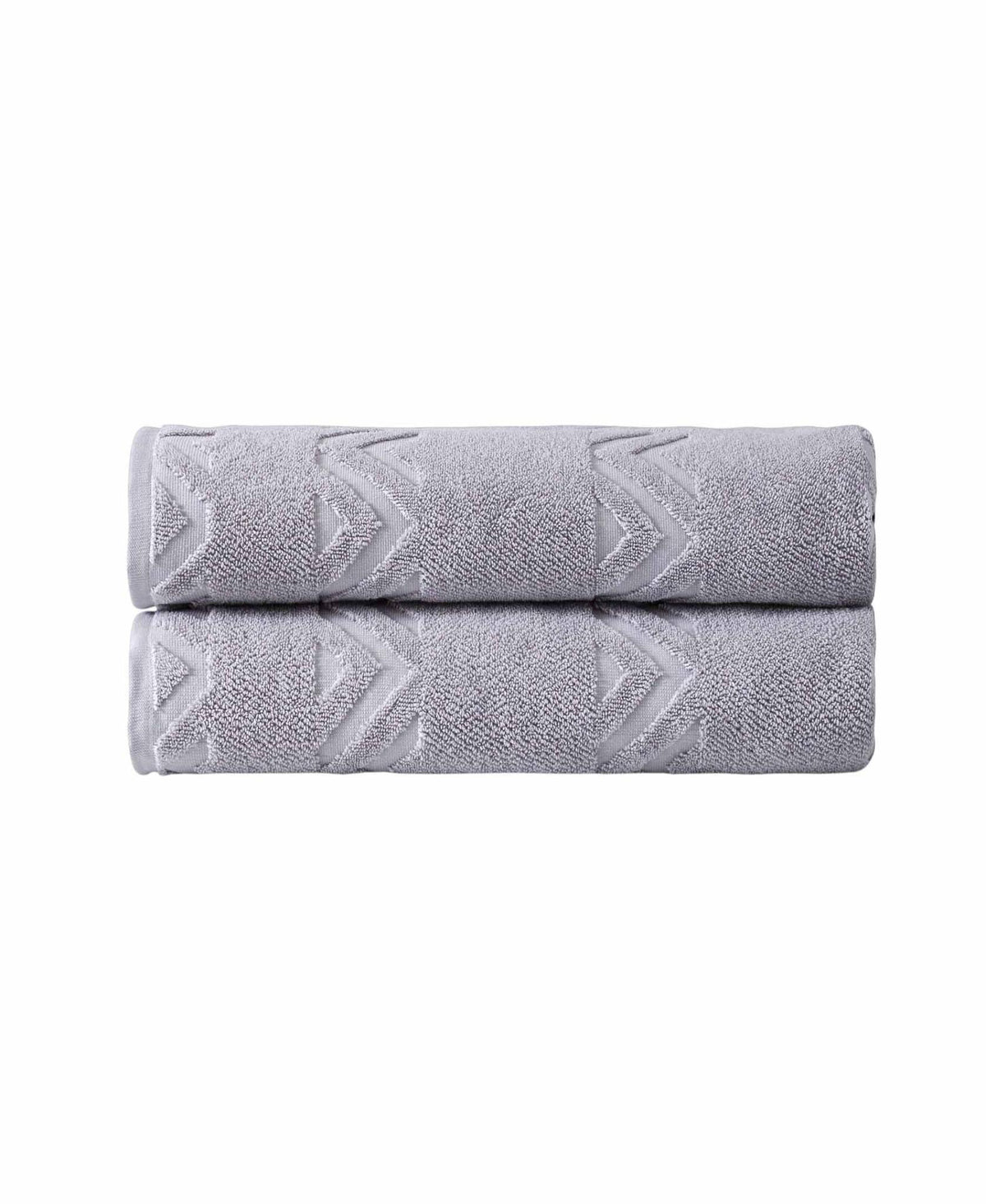 Set of Two Light Gray Geometric Turkish Cotton 40" X 70" Bath Sheet - HomeRoots - Flyclothing LLC