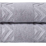 Set of Two Light Gray Geometric Turkish Cotton 40" X 70" Bath Sheet - HomeRoots - Flyclothing LLC