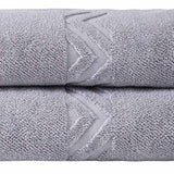 Set of Two Light Gray Geometric Turkish Cotton 40" X 70" Bath Sheet - HomeRoots - Flyclothing LLC