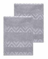 Set of Two Light Gray Geometric Turkish Cotton 40" X 70" Bath Sheet - HomeRoots - Flyclothing LLC