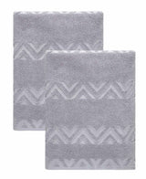 Set of Two Light Gray Geometric Turkish Cotton 27" X 54" Bath Towels - HomeRoots - Flyclothing LLC