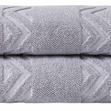 Set of Two Light Gray Geometric Turkish Cotton 27" X 54" Bath Towels - HomeRoots - Flyclothing LLC