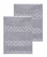 Set of Two Light Gray Geometric Turkish Cotton 27" X 54" Bath Towels - HomeRoots - Flyclothing LLC