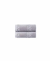 Set of Two Light Gray Geometric Turkish Cotton 16" X 30" Hand Towels - HomeRoots - Flyclothing LLC