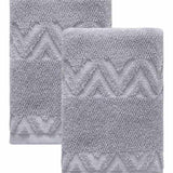 Set of Two Light Gray Geometric Turkish Cotton 16" X 30" Hand Towels - HomeRoots - Flyclothing LLC