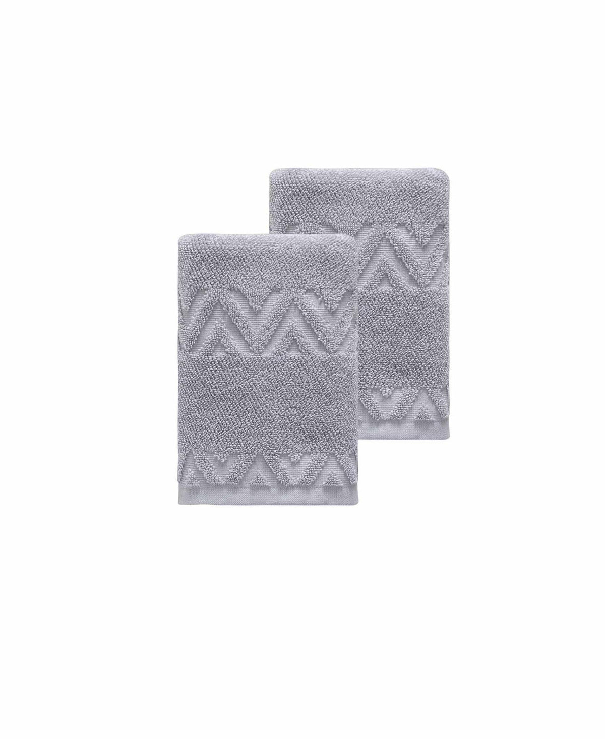 Set of Two Light Gray Geometric Turkish Cotton 16" X 30" Hand Towels - HomeRoots - Flyclothing LLC