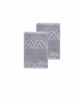 Set of Two Light Gray Geometric Turkish Cotton 16" X 30" Hand Towels - HomeRoots - Flyclothing LLC