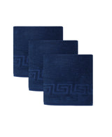 Set of Three Navy Blue Greek Key Turkish Cotton 40" X 60" Bath Sheet - HomeRoots - Flyclothing LLC