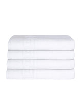 Set of Four White Greek Key Turkish Cotton 40" X 60" Bath Sheet - HomeRoots - Flyclothing LLC