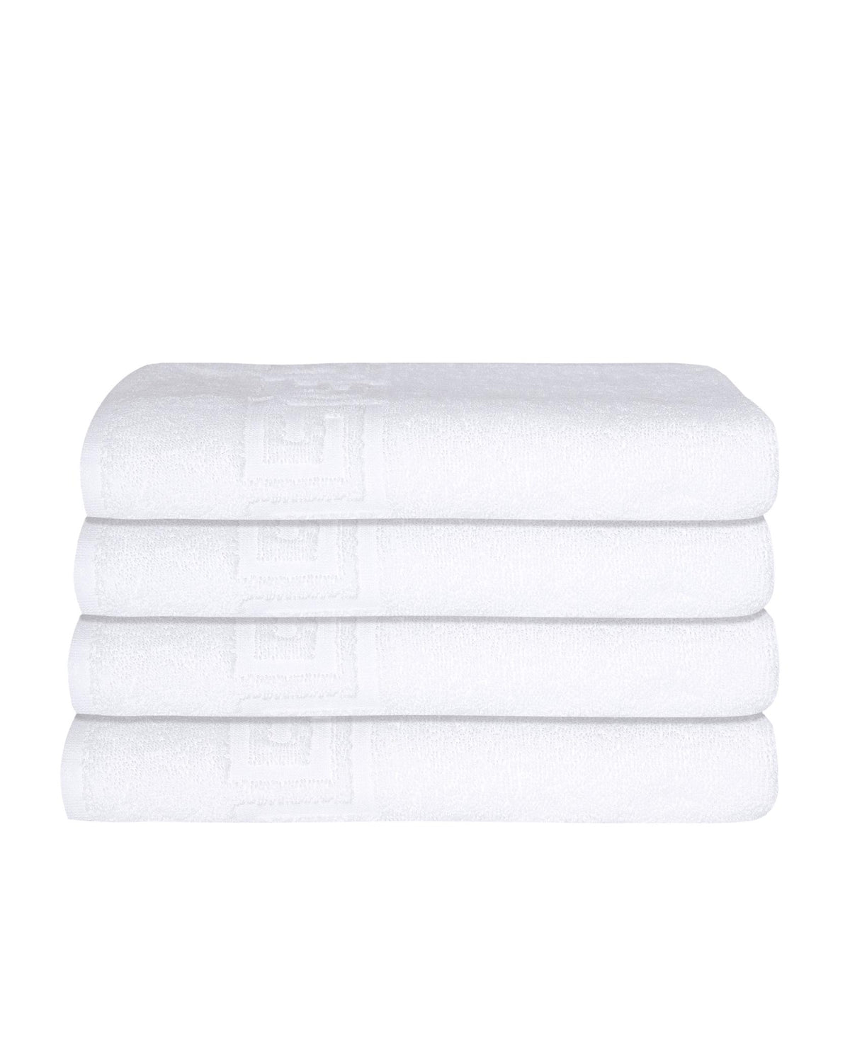 Set of Four White Greek Key Turkish Cotton 40" X 60" Bath Sheet - HomeRoots - Flyclothing LLC