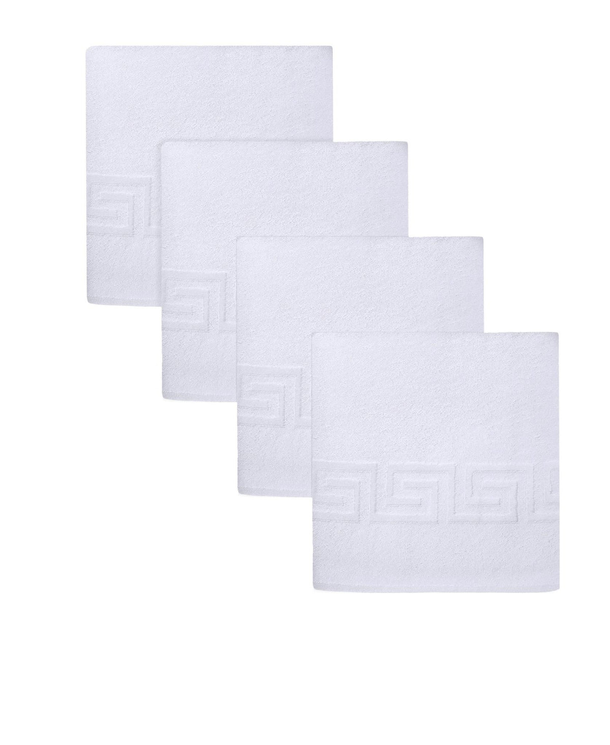 Set of Four White Greek Key Turkish Cotton 40" X 60" Bath Sheet - HomeRoots - Flyclothing LLC