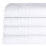 Set of Four White Greek Key Turkish Cotton 40" X 60" Bath Sheet - HomeRoots - Flyclothing LLC