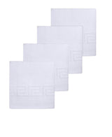 Set of Four White Greek Key Turkish Cotton 40" X 60" Bath Sheet - HomeRoots - Flyclothing LLC
