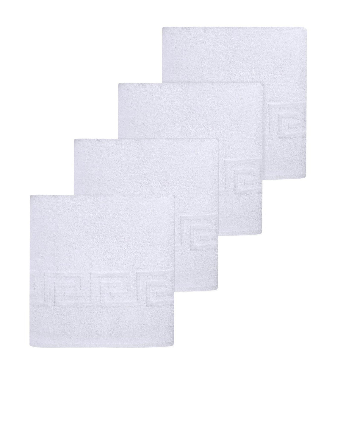 Set of Four White Greek Key Turkish Cotton 40" X 60" Bath Sheet - HomeRoots - Flyclothing LLC