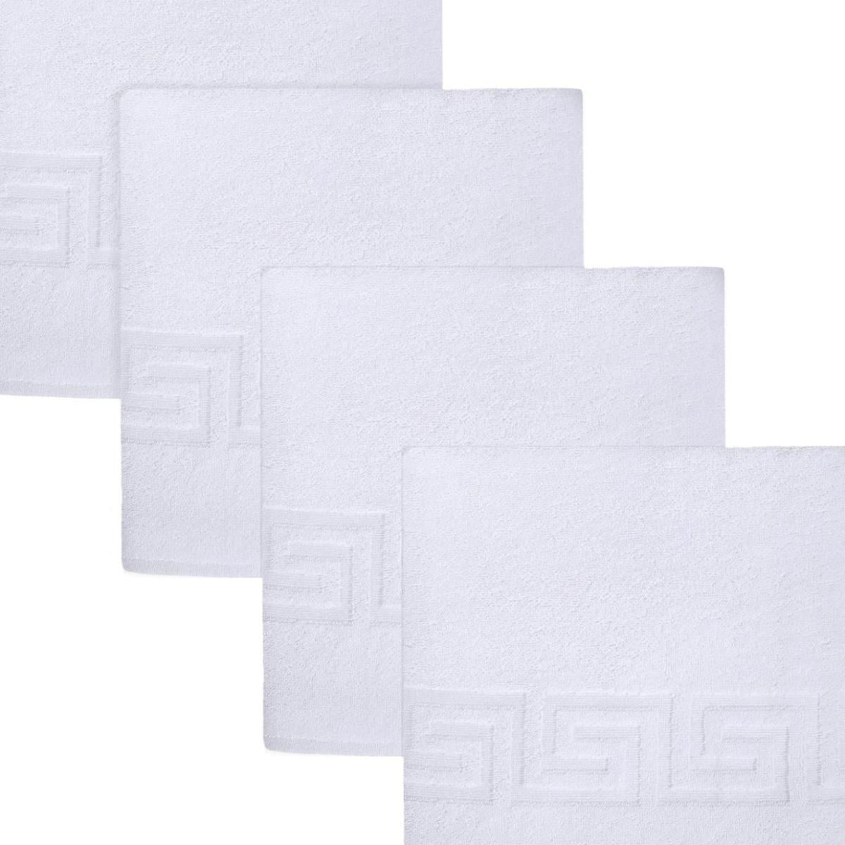 Set of Four White Greek Key Turkish Cotton 40" X 60" Bath Sheet - HomeRoots - Flyclothing LLC