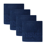 Set of Four Navy Blue Greek Key Turkish Cotton 40" X 60" Bath Sheet - HomeRoots - Flyclothing LLC