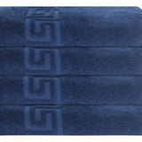 Set of Four Navy Blue Greek Key Turkish Cotton 40" X 60" Bath Sheet - HomeRoots - Flyclothing LLC