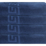 Set of Four Navy Blue Greek Key Turkish Cotton 40" X 60" Bath Sheet - HomeRoots - Flyclothing LLC