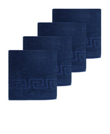 Set of Four Navy Blue Greek Key Turkish Cotton 40" X 60" Bath Sheet - HomeRoots - Flyclothing LLC