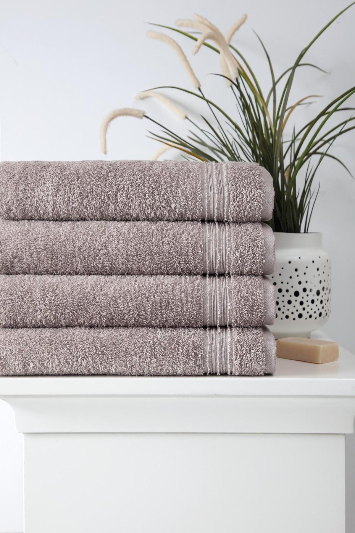 Set of Four Brown Turkish Cotton 27" X 54" Bath Towels - HomeRoots - Flyclothing LLC