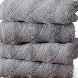 Set of Four Gray Geometric Turkish Cotton 16" X 30" Hand Towels - HomeRoots - Flyclothing LLC