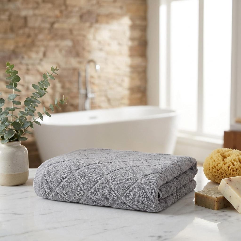 Set of Four Gray Geometric Turkish Cotton 16" X 30" Hand Towels - HomeRoots - Flyclothing LLC