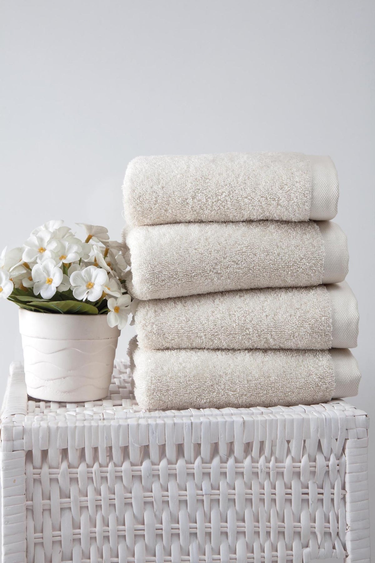 Set of Four Beige Turkish Cotton 16" X 30" Hand Towels - HomeRoots - Flyclothing LLC