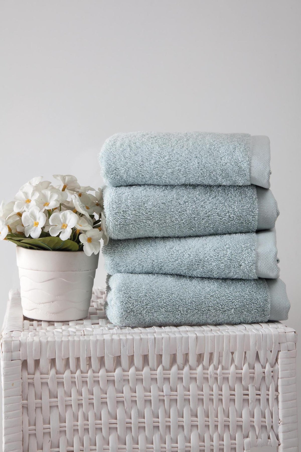 Set of Four Green Turkish Cotton 16" X 30" Hand Towels - HomeRoots - Flyclothing LLC
