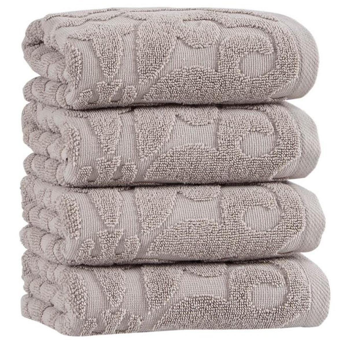 Set of Four Brown Floral Turkish Cotton 16" X 30" Hand Towels - HomeRoots - Flyclothing LLC