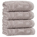 Set of Four Brown Floral Turkish Cotton 16" X 30" Hand Towels - HomeRoots - Flyclothing LLC