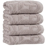 Set of Four Brown Floral Turkish Cotton 16" X 30" Hand Towels - HomeRoots - Flyclothing LLC