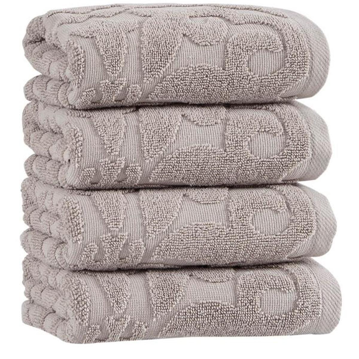 Set of Four Brown Floral Turkish Cotton 16" X 30" Hand Towels - HomeRoots - Flyclothing LLC
