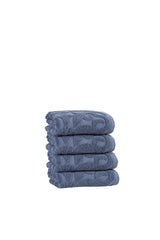 Set of Four Blue Floral Turkish Cotton 16" X 30" Hand Towels - HomeRoots - Flyclothing LLC