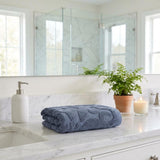 Set of Four Blue Floral Turkish Cotton 16" X 30" Hand Towels - HomeRoots - Flyclothing LLC