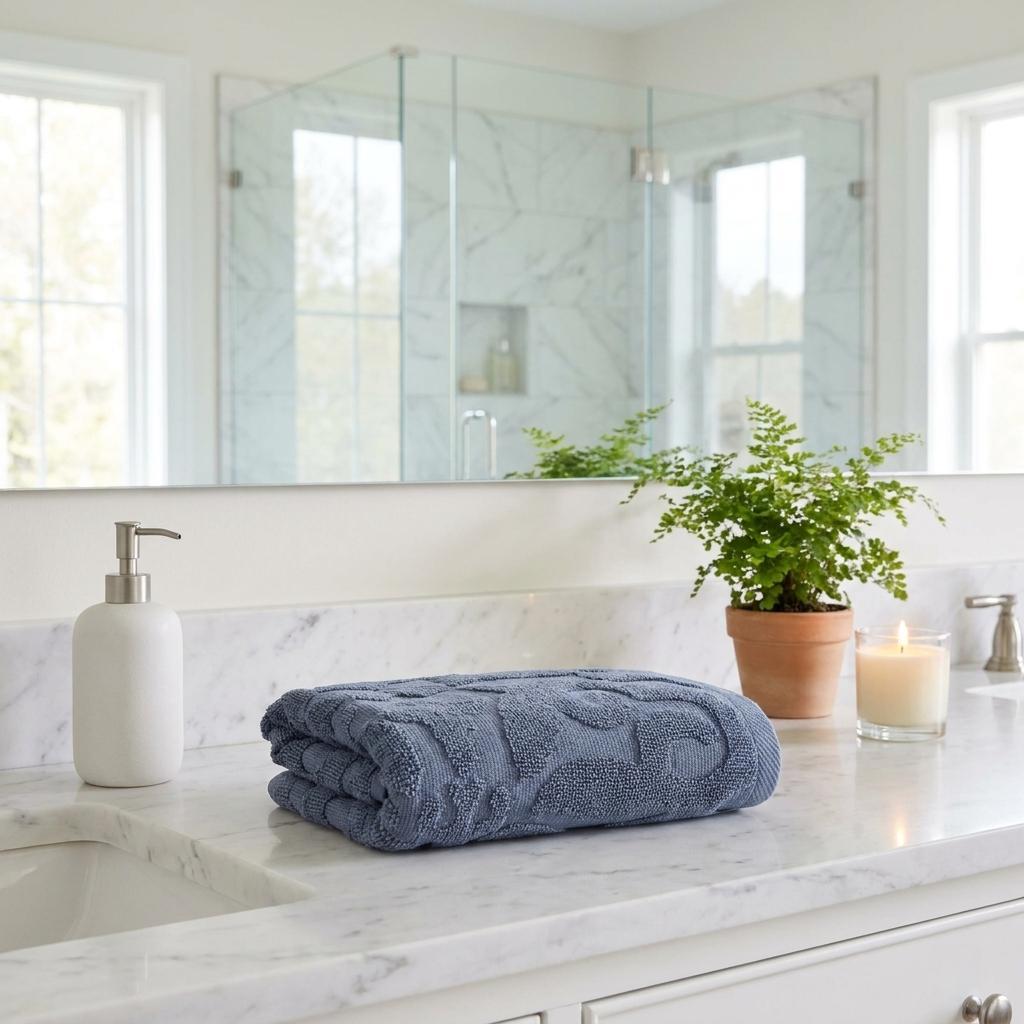 Set of Four Blue Floral Turkish Cotton 16" X 30" Hand Towels - HomeRoots - Flyclothing LLC