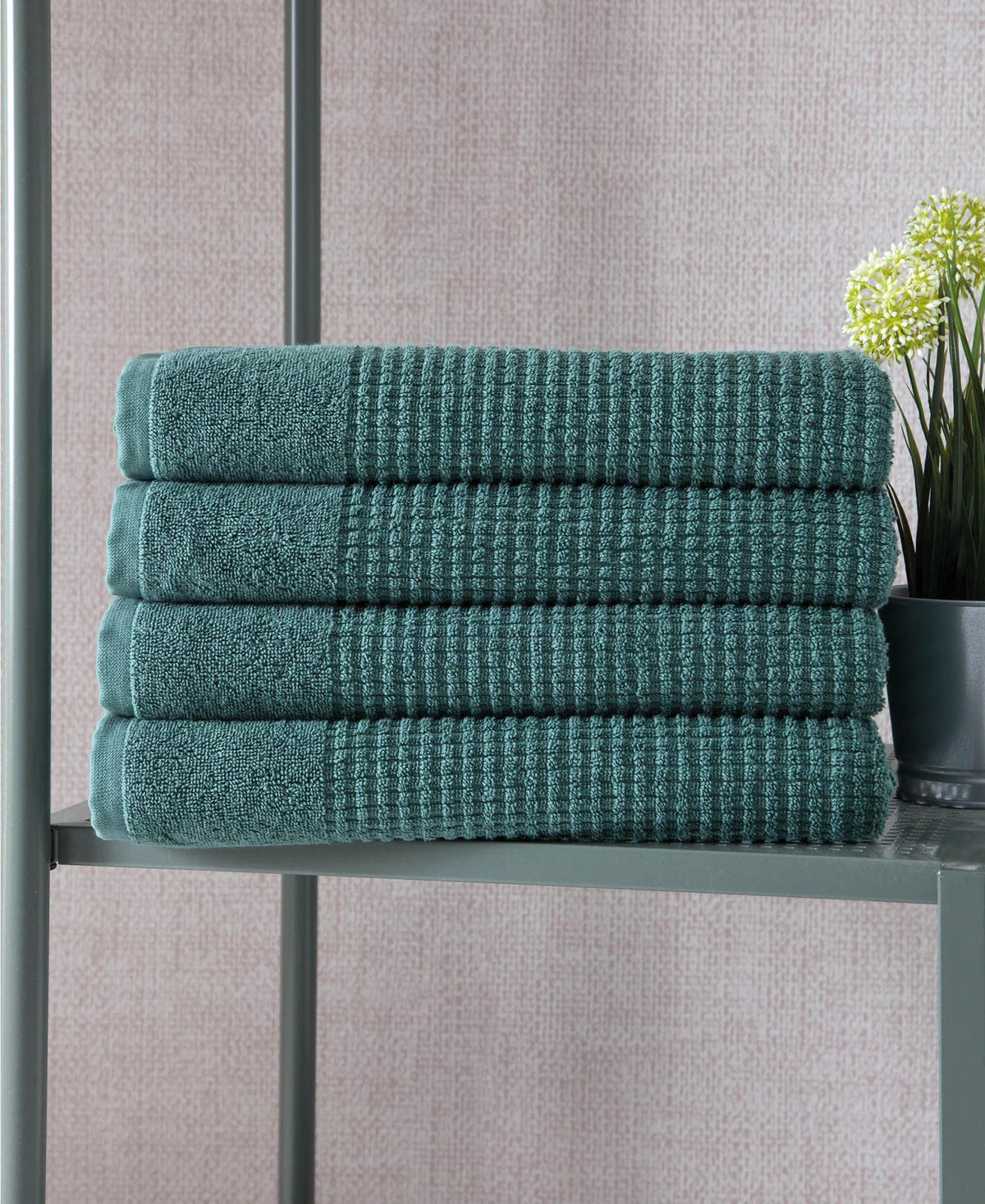 Set of Four Green Polka Dots Turkish Cotton 27" X 54" Bath Towels - HomeRoots - Flyclothing LLC