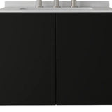 24" Black Wood Floating Double Door Bathroom Vanity With White Sink - HomeRoots - Flyclothing LLC