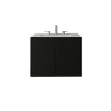 24" Black Wood Floating Double Door Bathroom Vanity With White Sink - HomeRoots - Flyclothing LLC