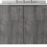 24" Gray Wood Floating Double Door Bathroom Vanity With White Sink - HomeRoots - Flyclothing LLC