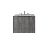 24" Gray Wood Floating Double Door Bathroom Vanity With White Sink - HomeRoots - Flyclothing LLC