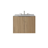 24" Brown Wood Floating Double Door Bathroom Vanity With White Sink - HomeRoots - Flyclothing LLC