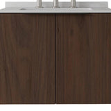 24" Brown Wood Floating Double Door Bathroom Vanity With White Sink - HomeRoots - Flyclothing LLC