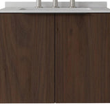 24" Brown Wood Floating Double Door Bathroom Vanity With White Sink - HomeRoots - Flyclothing LLC