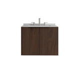 24" Brown Wood Floating Double Door Bathroom Vanity With White Sink - HomeRoots - Flyclothing LLC