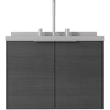 24" Gray Wood Floating Double Door Bathroom Vanity With White Sink - HomeRoots - Flyclothing LLC