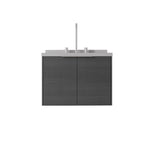 24" Gray Wood Floating Double Door Bathroom Vanity With White Sink - HomeRoots - Flyclothing LLC