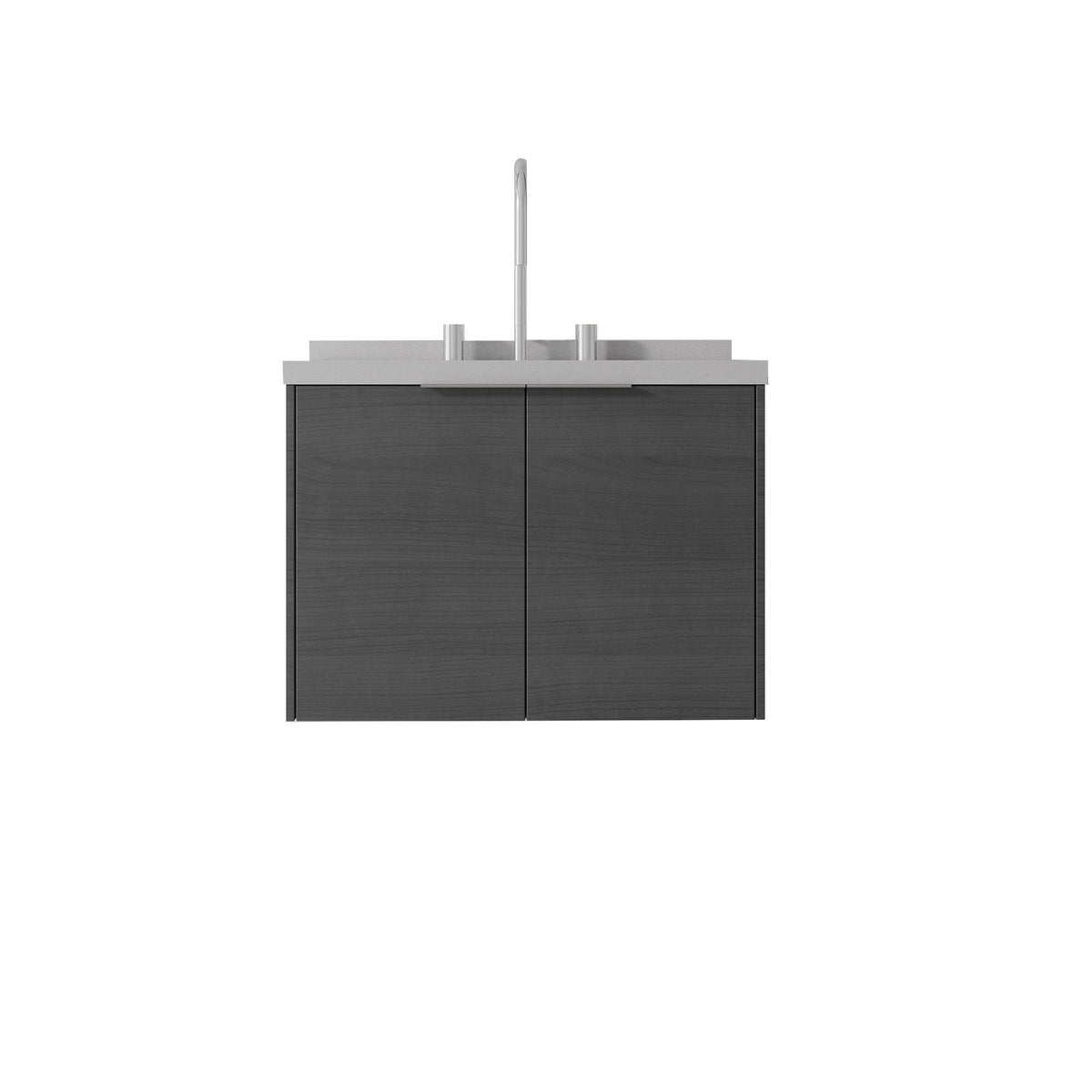 24" Gray Wood Floating Double Door Bathroom Vanity With White Sink - HomeRoots - Flyclothing LLC