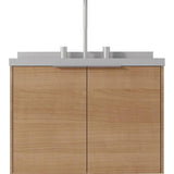 24" Brown Wood Floating Double Door Bathroom Vanity With White Sink - HomeRoots - Flyclothing LLC