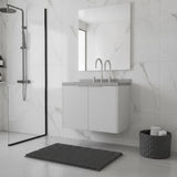 24" White Wood Floating Double Door Bathroom Vanity With Sink - HomeRoots - Flyclothing LLC