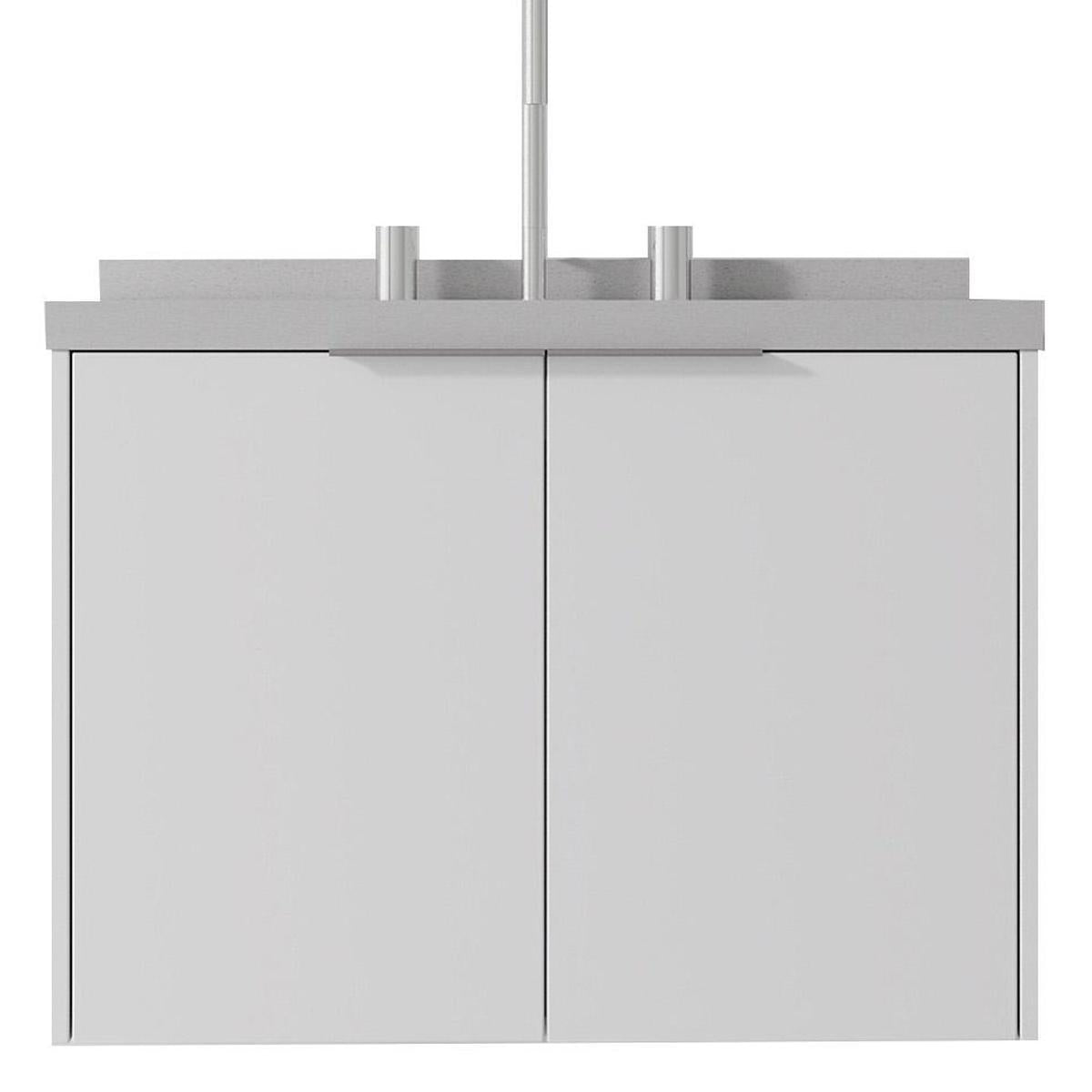 24" White Wood Floating Double Door Bathroom Vanity With Sink - HomeRoots - Flyclothing LLC